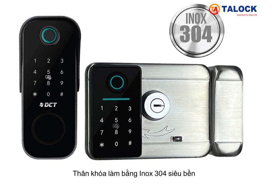 Thân khóa cổng vân tay ngoài trời DS301 làm bằng Inox 304 siêu bền
