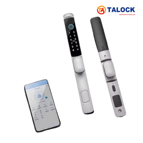 khóa thông minh Talock DN204 tay ngắn dành cho cửa xingfa mở lùa màu trắng tích hợp TTLock